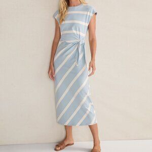 TALBOTS HAVEN WELL WITHIN ORGANIC COTTON INTERLOCK STRIPED KNOT MIDI DRESS XXL